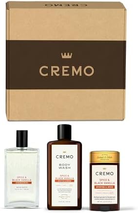 Cremo Gift Set, Spice & Black Vanilla - Cologne, Body Wash, Antiperspirant by CremoCompany