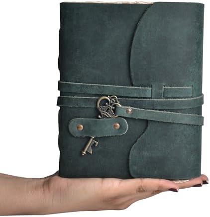 LEATHER VILLAGE Genuine Leather Journal Key Lock, Turquoise 10x7. - Image 2