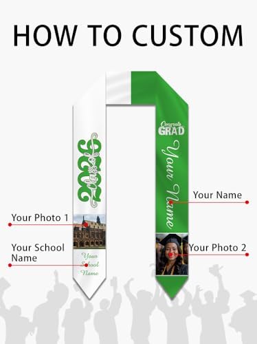 Personalized Graduation Stole Sash Custom Class of 2026 Congratulation Graduation Gifts with Photo - Image 2