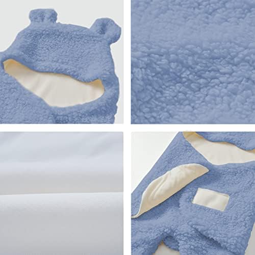 Nunibum Baby Swaddle Blanket Boys Girls Cute Bear Plush Essential Receiving Blanket Ultra-Soft Newborn Registry Sleeping Wraps for Infant 0-6 Months - Blue - Image 7