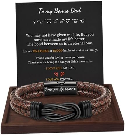 Btysun Gifts for Men, Gifts for Boyfriend Leather Bracelets for Men Stocking Stuffers for Him 2026 I Love You Gift Infinity Cuff Bracelets Birthday Christmas Jewelry for Son Grandson Dad Husband by BTYSUN