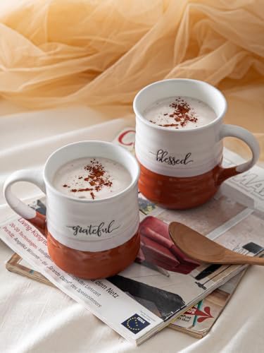 DOWAN 18 oz Large Coffee Mugs, Ceramic Mug Set with Word Blessed Grateful, Big Tea Cup for Office & Home, Thank You Gift for Women Men Mom Dad Christian, 2 Pcs - Image 7