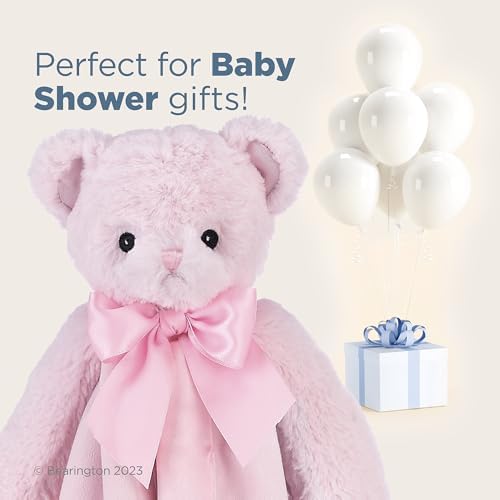 Bearington Baby Huggie Bear Snuggler, 15 Inch Pink Teddy Plush Stuffed Animal Security Blanket Lovey for Babies - Image 5