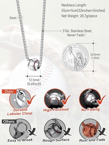 FaithHeart Sports Necklace for Men Women, Stainless Steel Gold Plated 3D Football/Soccer/Basketball/Volleyball Pendant Jewelry with Delicate Gift Packaging - Image 6