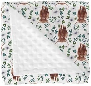 Boho Highland Cow Floral Baby Blankets for Girl Boy Highland Yak Cattle Poppies Soft Mink Dotted Backing Double Layer Swaddle Blanket Farmland Animal Bed Throws for Newborn Toddler Crib 30x40 by GrowhappyGrowhealthy