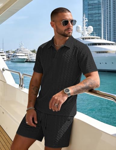 Men's 2 Pieces Outfits Casual Polo Shirt and Shorts Set Collar Athletic Jogging Summer Tracksuit - Image 4