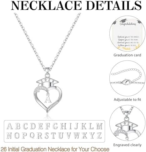 Graduation Gifts, Graduation Gift for Her Initial Necklaces for Women Class of 2026 Gifts Letter A - Z High Shool Senior Master Degree Graduate Necklace for Daughter Sister Granddaughter Girlfriend - Image 5