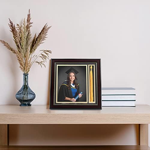 GraduationMall Graduation Photo Shadow Box Frame with Tassel Holder for 8x10 Pictures,Real Glass,Black Over Gold Double Mat,Wall & Tabletop Design - Image 2