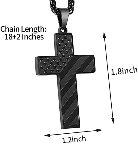 DuoDiner 18+2" Cross Necklace for Men Boys Christian Confirmation Gifts - Image 5