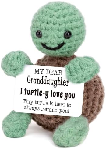 4THFARMES Mini Funny Turtle Granddaughter Gifts from Grandma Grandpa, Birthday Gifts for Granddaughter from Grandparents, I Love You Small Cute Stuff Things, Handmade Emotional Positive Turtle by 4THFARMES