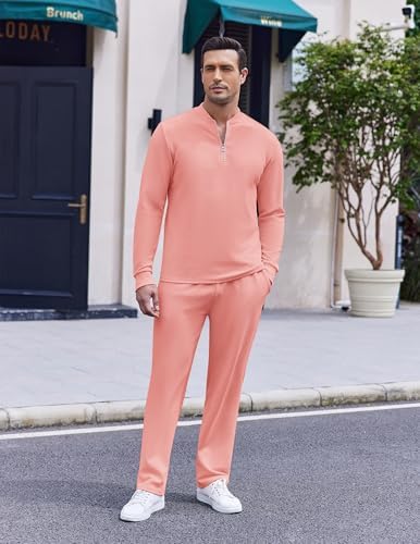 COOFANDY Men's 2 Piece Tracksuit Set Polo Athletic Sweatsuit Quarter Zip Jogging Long Sleeve Casual Sports Outfits - Image 3
