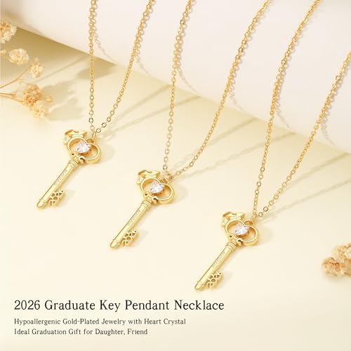 Graduation Gifts, Gold Key Graduation Necklace for Her 2026 Grad Gifts Anniversary Gold Jewelry for Women Sister Friend Classmates Teacher Nurse - Image 2
