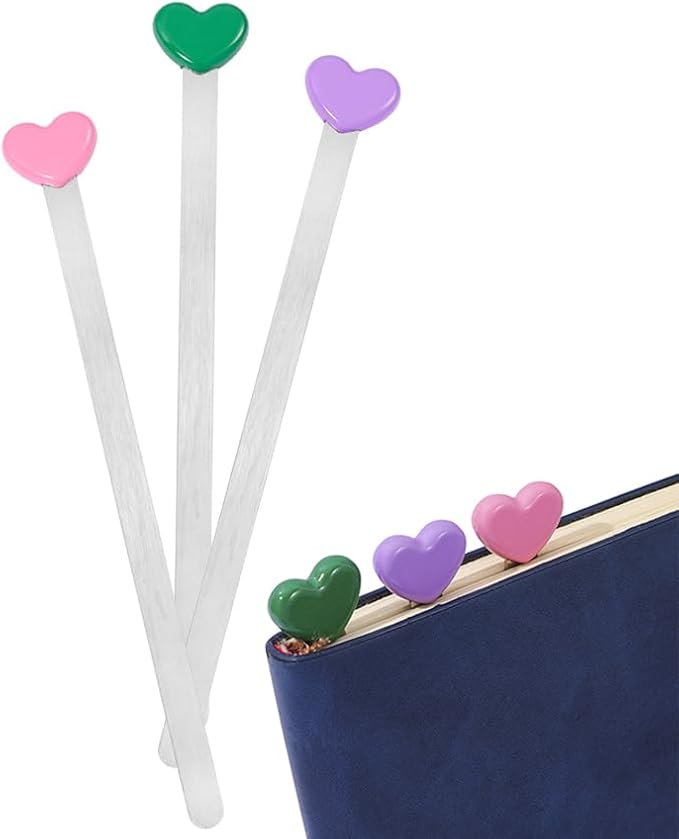 Love Heart Metal Bookmark Set - Color Stainless Steel Bookmarks, Reading Page Markers Gifts for Women, Book Lover, Girls, Boys,Couples Gifts (Love Heart C)