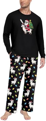 PrinStory Men's Pajama Sets Loungewear Sleepwear Pjs Lightweight Long Sleeve Shirts & Bottoms Soft Comfy Sleep Sets S-2XL by PrinStory