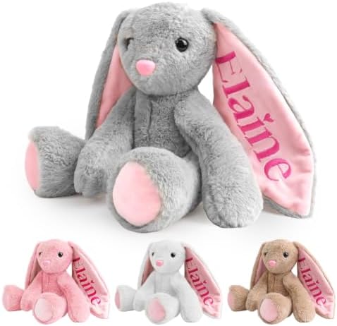 Personalized Plush Bunny with Embroidered Name, custom Stuffed Animals by Individz