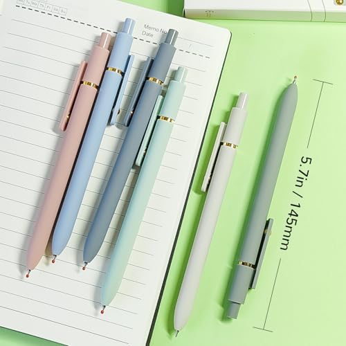 UIXJODO Gel Pens, 6 Pcs Black Ink Pens for Women, 0.5mm Fine Point Smooth Writing Pens, High-End Series Retractable Pens for Journaling Note Taking (6 Pcs Gold Morandi) - Image 5