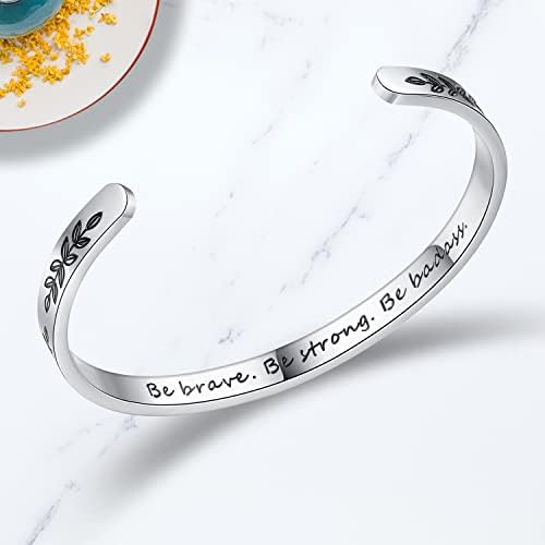 TONY & SANDY Inspirational Bracelets for Women Teen Girls Personalized Gifts for Daughter Granddaughter Mom Sister Friends Stainless Steel Engraved Cuff Birthday Easter Christmas - Image 3