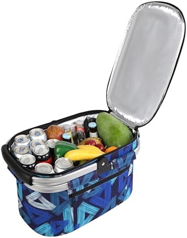 Picnic Basket, 22L Insulated Cooler Foldable, Thick, Triangle Pattern - Image 5