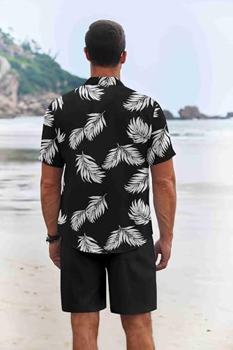 COOFANDY Men's Summer Beach Outfits 2 Piece Short Sleeve Shirts and Shorts Vacation Texture Linen Sets for Men - Image 6