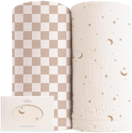 Konssy Muslin Swaddle Blankets, 100% Cotton Receiving Blankets, 47"x 47" by Konssy