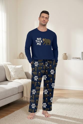 PrinStory Men's Pajama Sets Loungewear Sleepwear Pjs Lightweight Long Sleeve Shirts & Bottoms Soft Comfy Sleep Sets S-2XL - Image 3