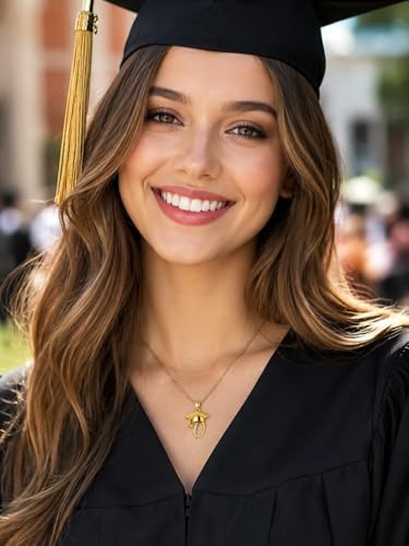 Graduation Gifts for Women, 18K Gold Graduation Initial Necklace A-Z, Inspiring Grad Pendant Necklace Present, College Seniors High School Graduations Jewelry Gifts - Image 5