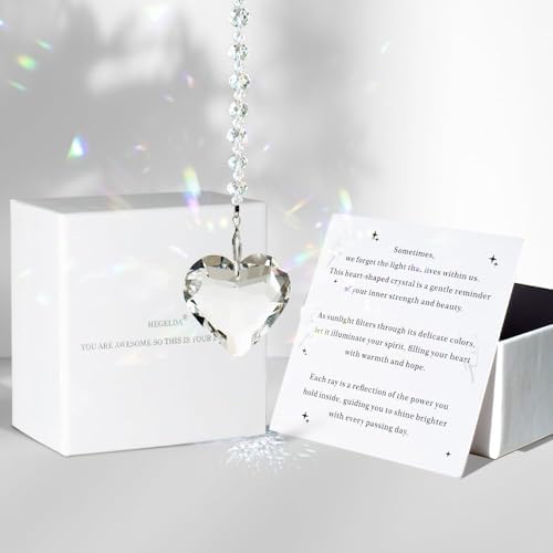 Hegelda White Birthday Gifts for Women Friendship Heart Crystals Suncacther by HEGELDA