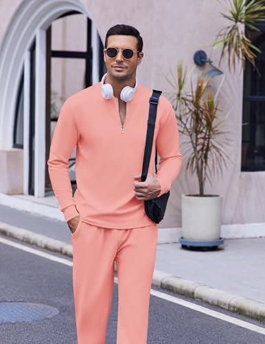 COOFANDY Men's 2 Piece Tracksuit Set Polo Athletic Sweatsuit Quarter Zip Jogging Long Sleeve Casual Sports Outfits - Image 5
