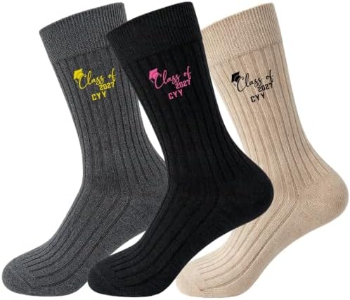 Personalized Name Senior - Class of 2027 Embroidered Socks Custom Socks with Name Gift for Graduates Unisex by GABSHAIM