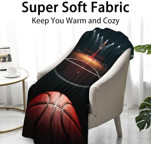 Mercuryelf Basketball Throw Blanket - Soft, Fuzzy & Warm - 60x80 Inches Flannel Blankets for Bed, Couch - Black Sports Throws Gift for Men, Women - Image 2
