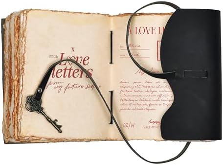 LEATHER VILLAGE Leatherbound Notebook Journal Key Lock, Black 8x6. - Image 3