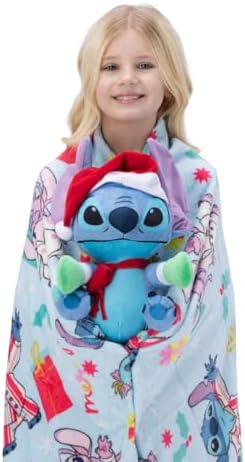 Northwest Character Hugger Pillow & Silk Touch Throw Blanket Set, 40" x 50", Lilo & Stitch Holiday Jammies - Image 4