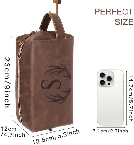Personalized PU Leather Travel Toiletry Bag for Men Engraved Initial - Image 5