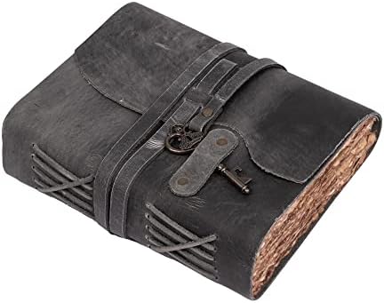 LEATHER VILLAGE Beautiful Journal Key Lock, Slate Grey 6x4 by LeatherVillage