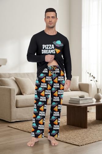 PrinStory Men's Pajama Sets Loungewear Sleepwear Pjs Lightweight Long Sleeve Shirts & Bottoms Soft Comfy Sleep Sets S-2XL - Image 4
