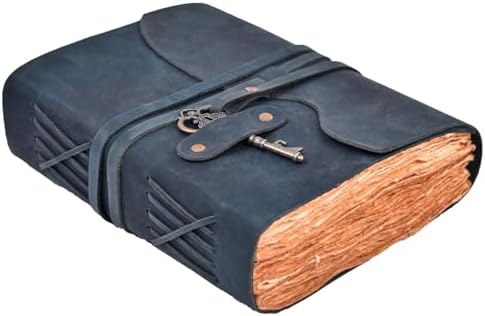 LEATHER VILLAGE Leather Journals For Women Key Lock, Navy Blue 8x6. by LeatherVillage