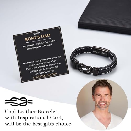 Love You Forever Infinity Leather Bracelet Gifts for Men Him Teen Boys - Image 3