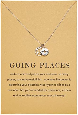 Zealmer Dainty 18K Gold Plated Compass World Map Pendant Necklace Graduation Gift for Friends by Zealmer-RefinedforDistinction