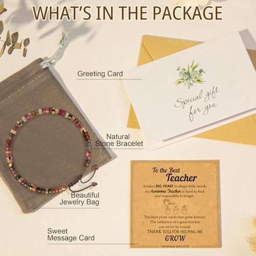 AGOT Thank You Gifts for Women: Teacher Appreciation Office Gifts for Coworkers Employee Boss Lady Manager Colleague Natural Stone Bracelet - Image 5