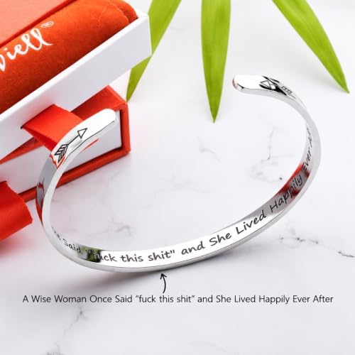 Carviell Bracelets for Women – 100+ Meaningful Engraved Messages – Solid 316L Surgical Stainless Steel Cuff Bracelet – Gift Ready - Image 3