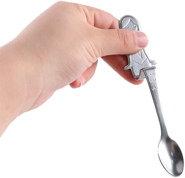 Stainless Steel Mermaid Shape Coffee Spoons Scoop, Mixing Stiring Scoop Hanging Spoon Sugar Moka Ice Cream Tea Spoon Tools(multicolor)