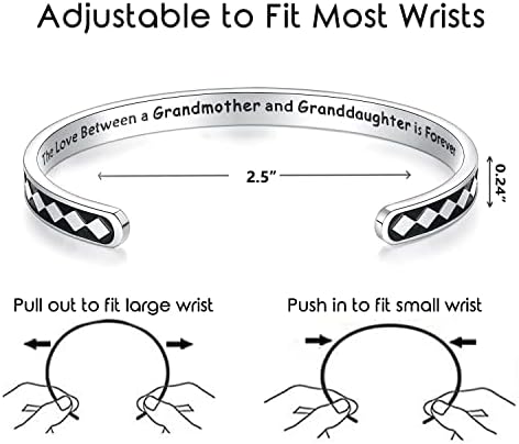 TONY & SANDY Inspirational Bracelets for Women Teen Girls Personalized Gifts for Daughter Granddaughter Mom Sister Friends Stainless Steel Engraved Cuff Birthday Easter Christmas - Image 4