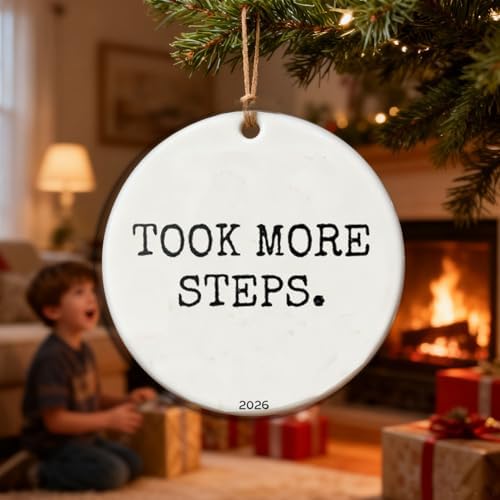 Fitness Wins 2026 Ornament, Minimalist Gym Ornament | Weight Lifter Runner Gift | Workout Motivation Keepsake - Took More Steps - Image 2