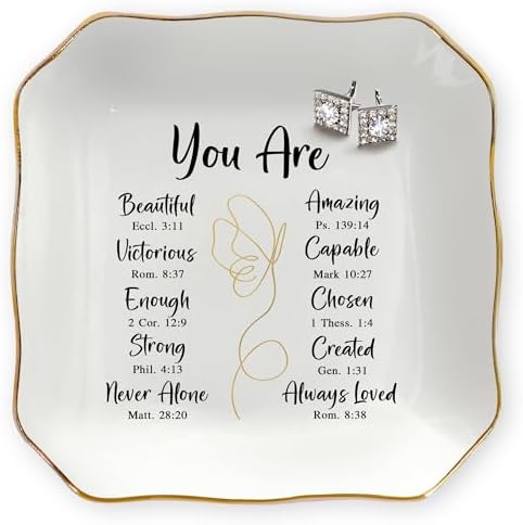 OASSIE Christian Gifts for Women - You Are 4"x4" Ceramic Jewelry Dish Tray by Oassie