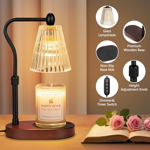 Imenlox Candle Warmer Lamp, with Timer & Dimmer, Adjustable Height, Christmas Birthday Mothers Day Gifts for Women Mom Her, House Warming New Home Thanksgiving Décor (Brown) - Image 6
