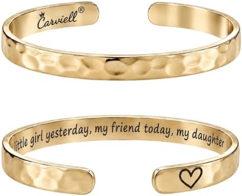 Carviell Bracelets for Women – 100+ Meaningful Engraved Messages – Solid 316L Surgical Stainless Steel Cuff Bracelet – Gift Ready by Carviell