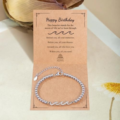 QWNHONEY Waves of Life Bracelet Inspirational Birthday Gifts for Bestie Sister 16th 18th 21st 30th 40th 50th 60th Birthday Gifts for Women - Image 6