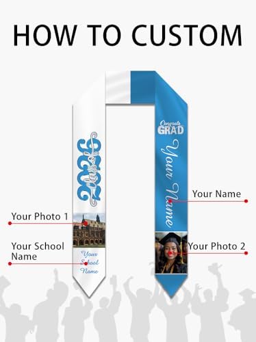 Personalized Graduation Stole Sash Custom Class of 2026 Congratulation Graduation Gifts with Photo - Image 2