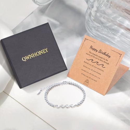 QWNHONEY Waves of Life Bracelet Inspirational Birthday Gifts for Bestie Sister 16th 18th 21st 30th 40th 50th 60th Birthday Gifts for Women - Image 7
