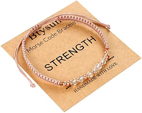 Morse Code Bracelets for Women Mothers Day Gifts 2026 Graduation Gifts Mom Birthday Gift Pink Braided Bracelets Teen Trendy Stuff Inspirational Best Friend Birthday Gifts for Daughter Girlfriend Christmas Stocking Stuffers Jewelry by BTYSUN